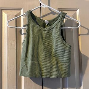 Sage green cropped athletic top